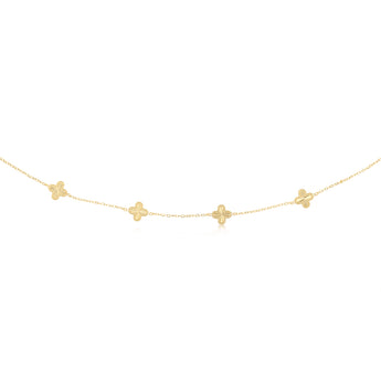 9ct Yellow Gold Silver Filled Clover Necklace