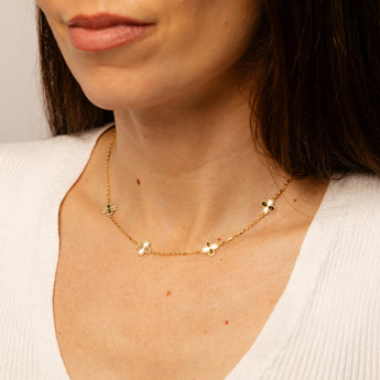 9ct Yellow Gold Silver Filled Clover Necklace