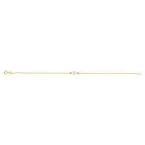 9ct Yellow Gold Silverfilled Pearl and Hammered Rolo Bracelet