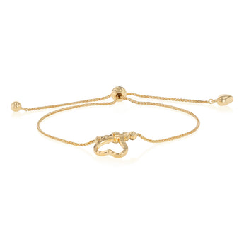9ct Yellow Gold Silverfilled Dicut Heart Bolo Bracelet