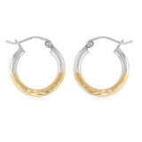 9ct Two Tone Gold Silverfilled Fancy Hoop Earrings