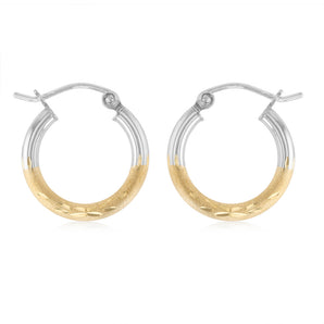 9ct Two Tone Gold Silverfilled Fancy Hoop Earrings