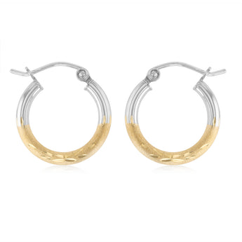 9ct Two Tone Gold Silverfilled Fancy Hoop Earrings