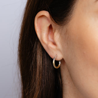 9ct Two Tone Gold Silverfilled Fancy Hoop Earrings