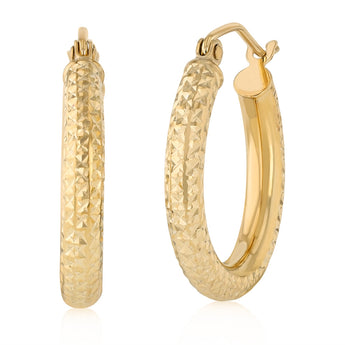 9ct Yellow Gold Silverfilled Dicut Hoop Earrings