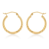 9ct Yellow Gold Silverfilled Textured Hoop Earrings