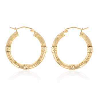 9ct Yellow Silverfilled Fancy Mesh Hoop Earrings