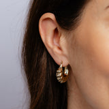 9ct Yellow Gold Silverfilled Gadrooned Hoop Earrings