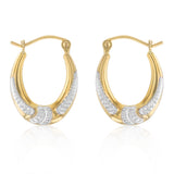9ct Two Tone Gold Silverfilled Creole Oval Hoop Earrings