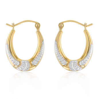 9ct Two Tone Gold Silverfilled Creole Oval Hoop Earrings