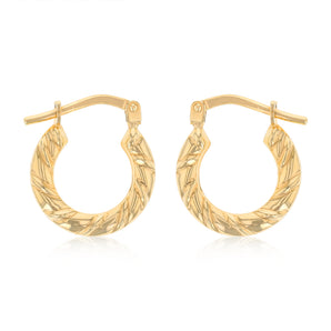 9ct Yellow Gold Silverfilled Scalloped Hoop Earrings