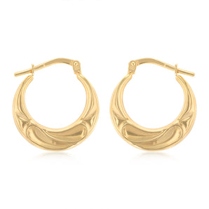 9ct Yellow Gold Silverfilled Fancy Creole Hoop Earrings