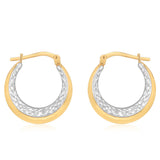 9ct Two Tone Gold Silverfilled Fancy Creole Hoop Earrings
