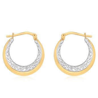 9ct Two Tone Gold Silverfilled Fancy Creole Hoop Earrings
