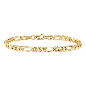 9ct Gold Copper Filled 3:1 Figaro 120 Gauge 19cm Bracelet