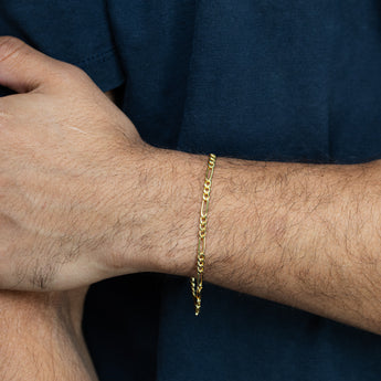 9ct Gold Copper Filled 100 Gauge 19cm Figaro Bracelet