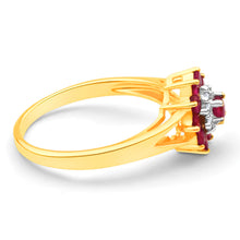 Load image into Gallery viewer, 9ct Yellow Gold Natural Ruby and Diamond Cluster Ring