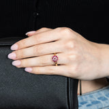 9ct Yellow Gold Natural Ruby and Diamond Cluster Ring