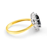 9ct Yellow Gold Natural Sapphire 2.50 Carat 9X7mm Oval with 0.50 Carat Diamonds Ring