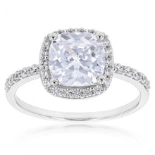 Load image into Gallery viewer, 9ct White Gold 8mm Cushion Cut Cubic Zirconia Halo Ring