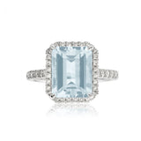 9ct White Gold 2.4ct Aquamarine and 1/3 Carat Diamond Ring