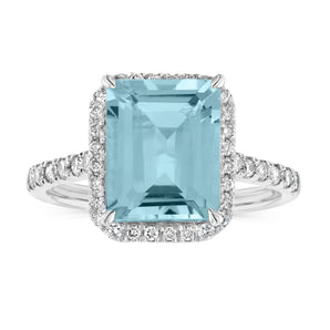 9ct White Gold 2.4ct Aquamarine and 1/3 Carat Diamond Ring