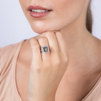 9ct White Gold 2.4ct Aquamarine and 1/3 Carat Diamond Ring