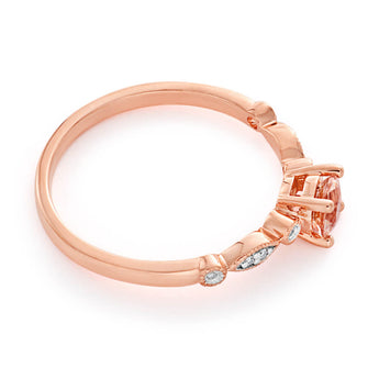9ct Rose Gold Round Cut 0.45ct Morganite and Diamond Ring