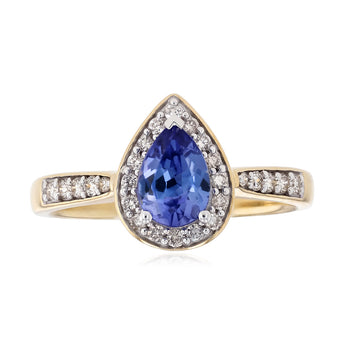 9ct Yellow Gold 0.75ct Tanzanite and 0.20 Carat Diamond Ring
