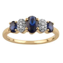Load image into Gallery viewer, 9ct Yellow Gold Created Blue Sapphire &amp; Diamond Ring