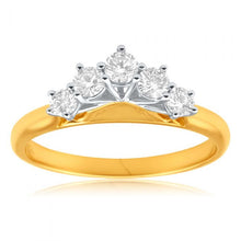 Load image into Gallery viewer, 18ct Yellow Gold &amp; White Gold Ring With 0.5 Carats Of Brilliant Cut Diamonds