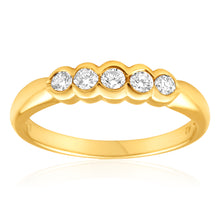 Load image into Gallery viewer, 9ct Yellow Gold Diamond Ring Set with 5 Brilliant Diamonds