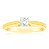 9ct Yellow Gold & White Gold Solitaire Ring With 0.2 Carat Diamond