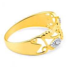 Load image into Gallery viewer, 9ct Yellow Gold Stunning Bead Diamond Ring