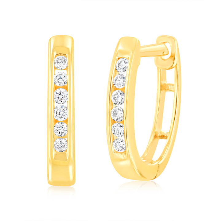 9ct Yellow Gold Splendid Diamond Hoop Earrings