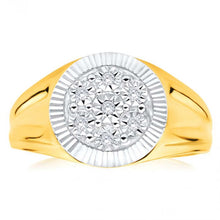 Load image into Gallery viewer, 9ct Yellow Gold And Rhodium Gents Diamond Ring