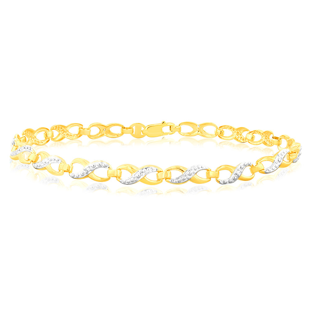 9ct Alluring Yellow Gold Diamond Fancy Bracelet