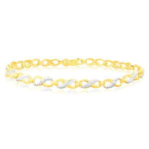 9ct Yellow Gold Diamond Infinity Bracelet with 6 Round Diamonds