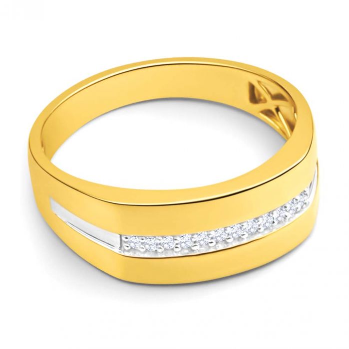 His and Hers Rings 9ct Yellow Gold Diamond Mens Ring with 10 Brilliant