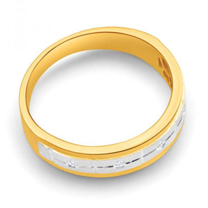 9ct Yellow Gold & White Gold Mens Ring With 0.05 Carats Of Diamonds