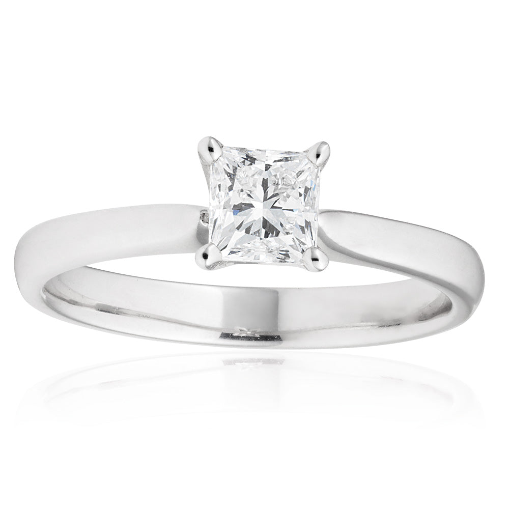 18ct White Gold 'Leona' Solitaire Ring With 0.7 Carat Certified Diamond