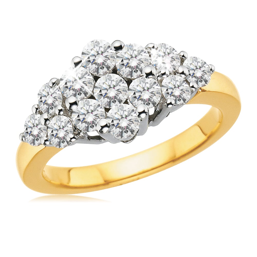 18ct Yellow Gold Cluster Ring with 1.00 Carat of Diamonds