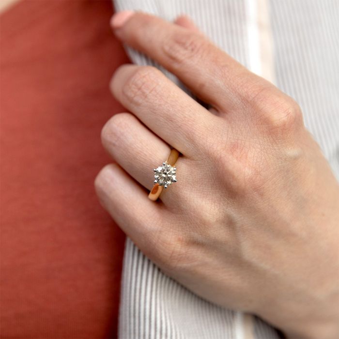 Custom Two-tone Solitaire Diamond Engagement Ring #103447 - Seattle  Bellevue | Joseph Jewelry