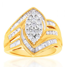 Load image into Gallery viewer, 9ct Yellow Gold Diamond Ring Set with 63 Diamonds