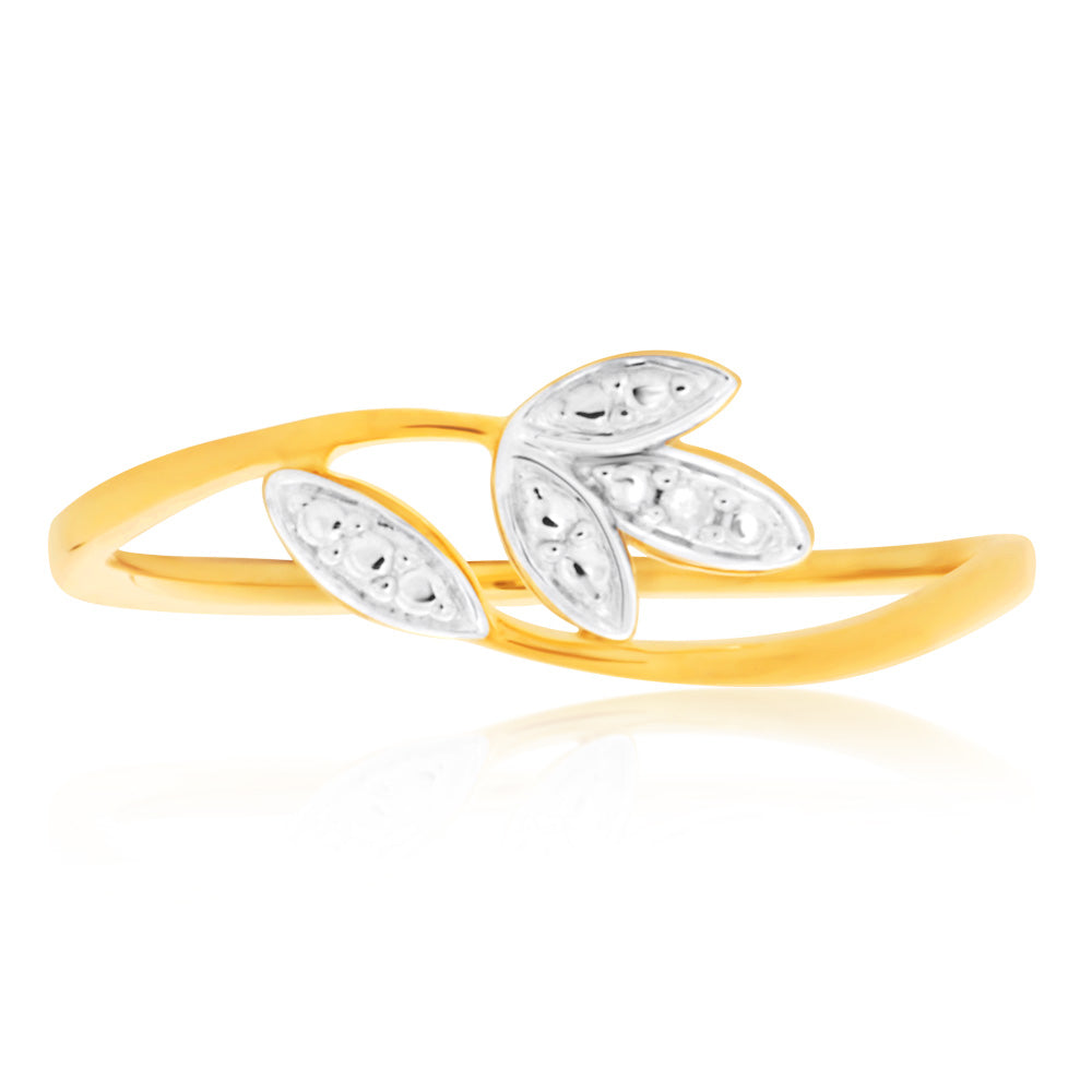 9ct Yellow Gold Diamond Bead Set Ring