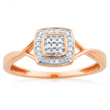Load image into Gallery viewer, 9ct Rose Gold Ring With 17 Brilliant Cut Diamonds