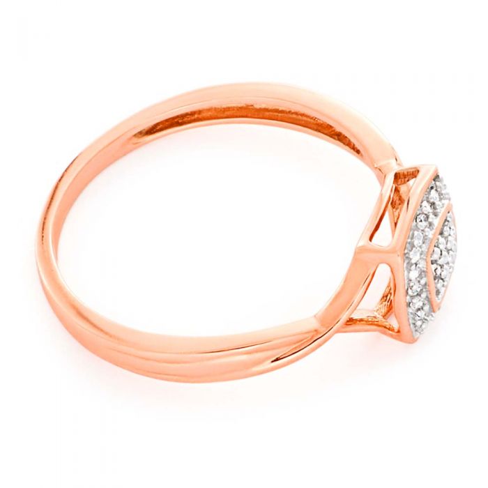 9ct Rose Gold Ring With 17 Brilliant Cut Diamonds