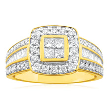 Load image into Gallery viewer, 9ct Yellow Gold 1 Carat Diamond Ring Set with 76 Stunning  Diamonds