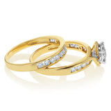 1 Carat Diamond 2-Ring Bridal Set in 9ct Yellow Gold