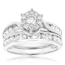 Load image into Gallery viewer, 9ct White Gold 2 Ring Bridal Set With 1 Carat Of Brilliant Cut Diamonds